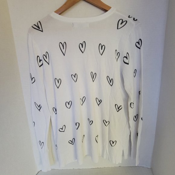 Marled Reunited White Red Heart Graphic Sweater Pullover Valentine 💕❤️ M - Picture 9 of 12